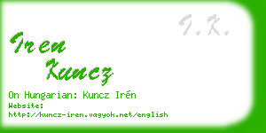 iren kuncz business card